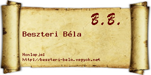 Beszteri Béla névjegykártya